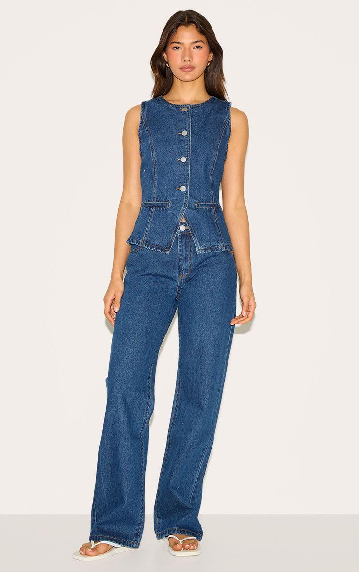 Mid Waist Straight Leg Jeans by PRETTYLITTLETHING