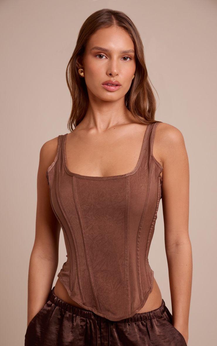 Mushroom Textured Boned Dip Hem Longline Corset by PRETTYLITTLETHING