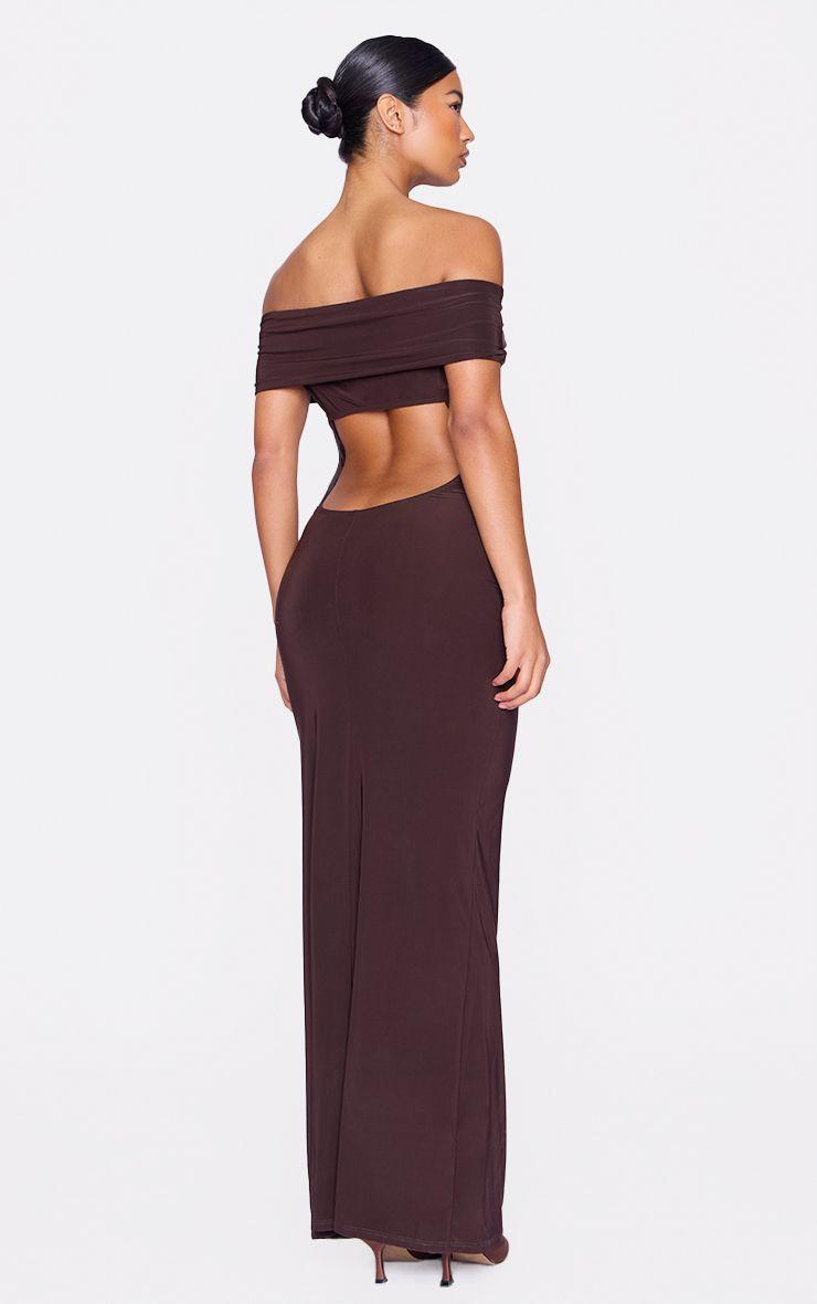 Open Back Bardot Maxi Dress by PRETTYLITTLETHING