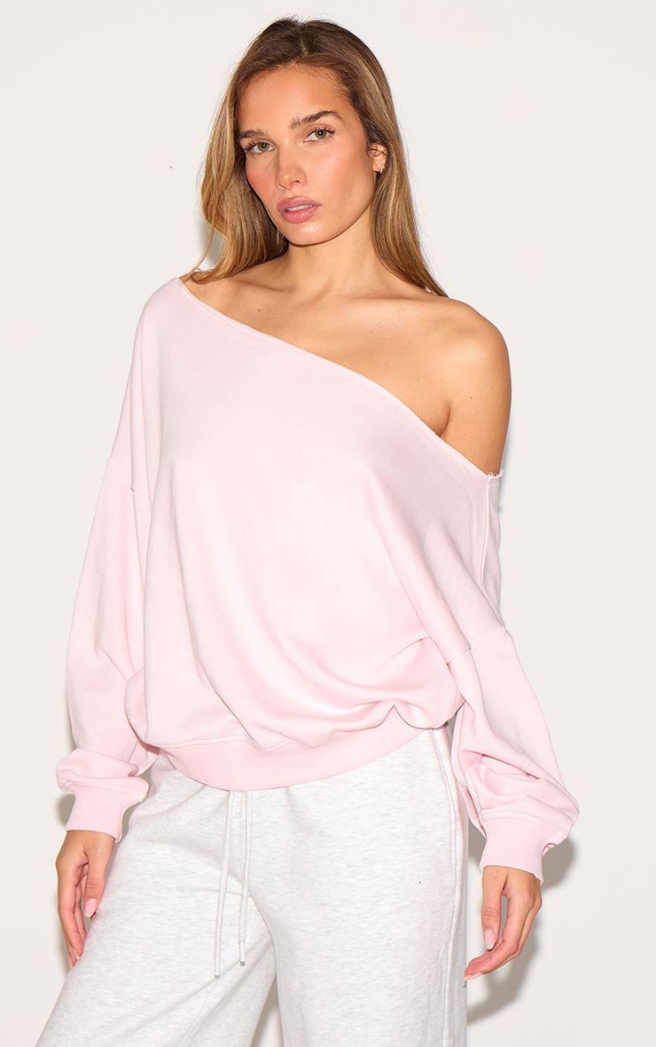 Oversized Off Shoulder Sweatshirt by PRETTYLITTLETHING