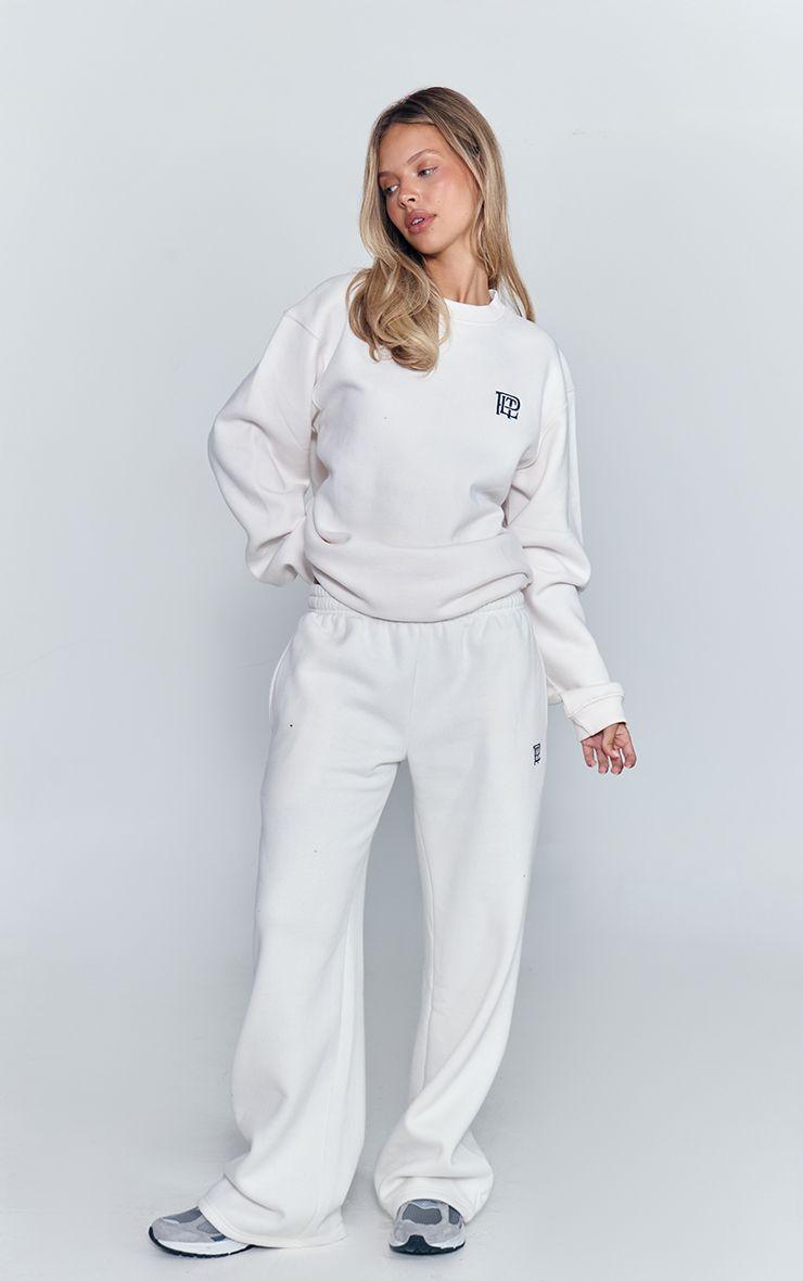 PLT Embroidered Cotton Fleece Straight Leg Jogger by PRETTYLITTLETHING