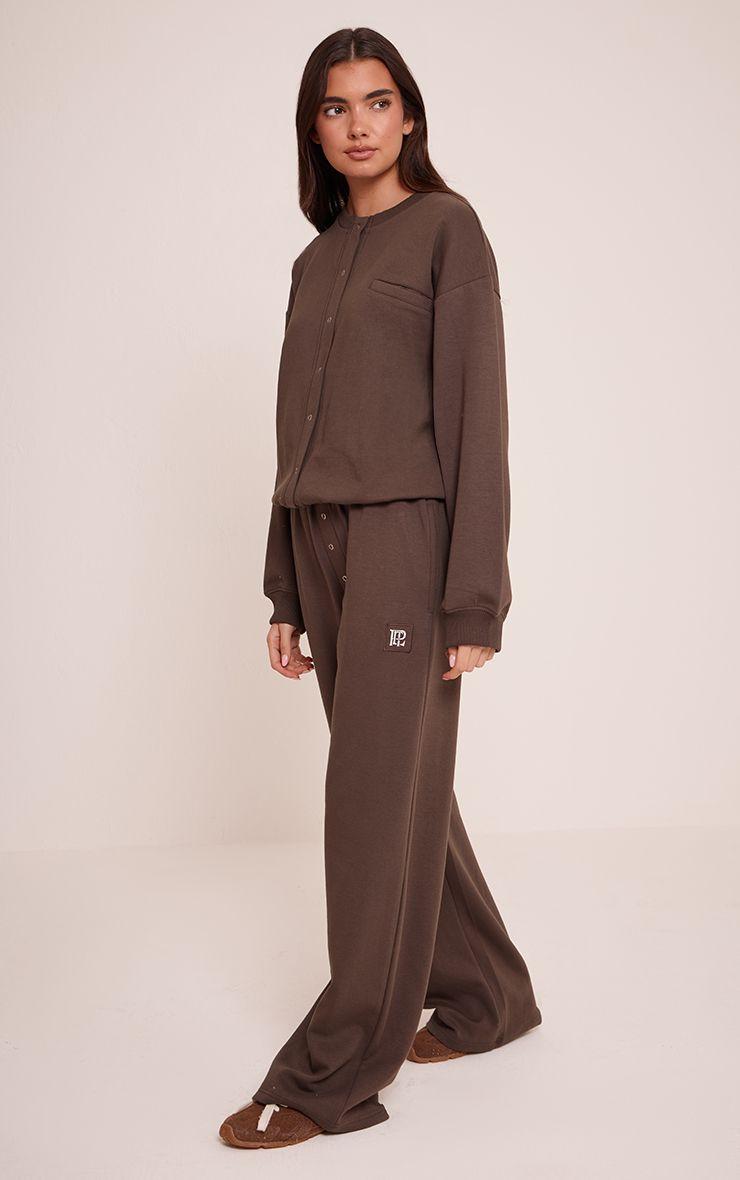 PLT  Interlock Button Up Wide Leg Joggers by PRETTYLITTLETHING