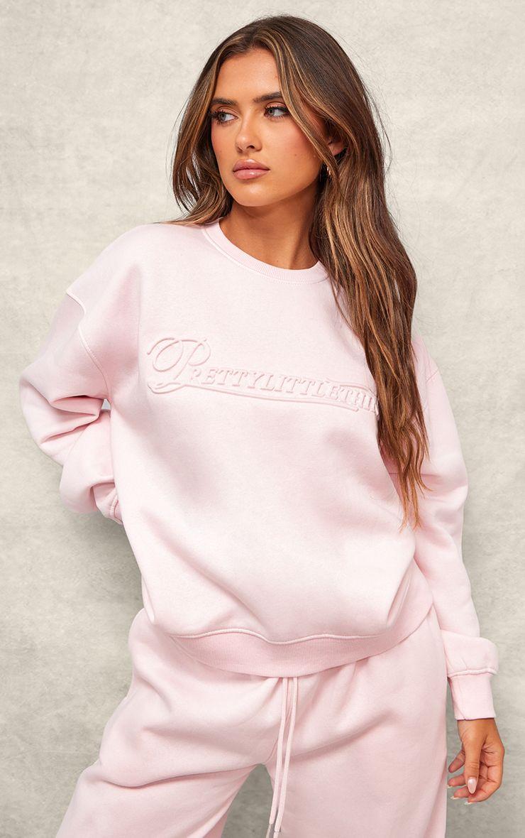 PRETTYLITTLETHING  Embossed Graphic Oversized Sweatshirt by PRETTYLITTLETHING
