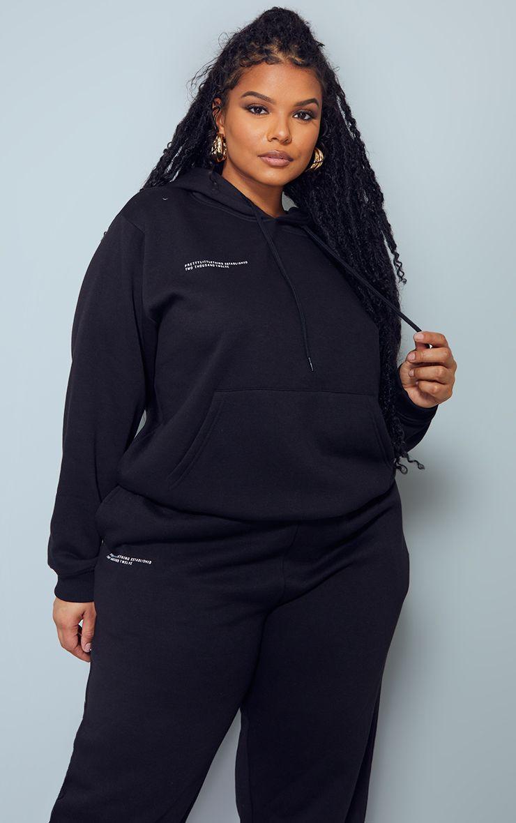 PRETTYLITTLETHING Plus  Est 2012 Printed Oversized Hoodie by PRETTYLITTLETHING