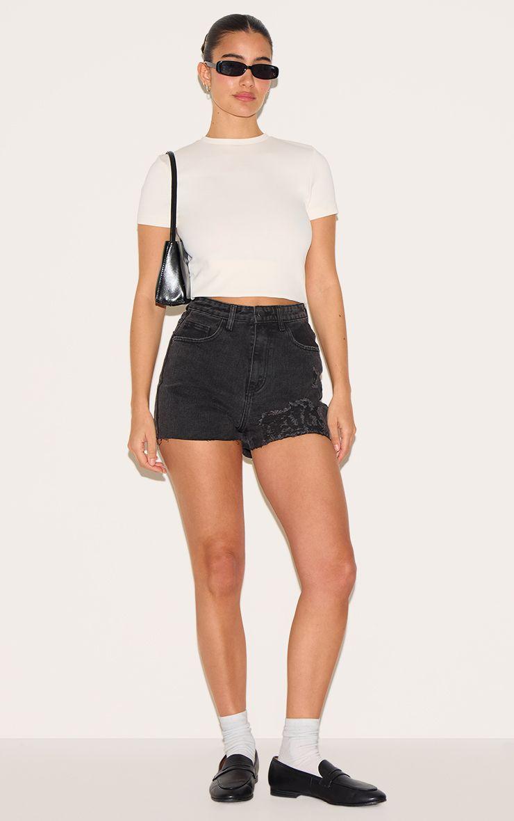 PRETTYLITTLETHING  Ripped Denim Mom Shorts by PRETTYLITTLETHING