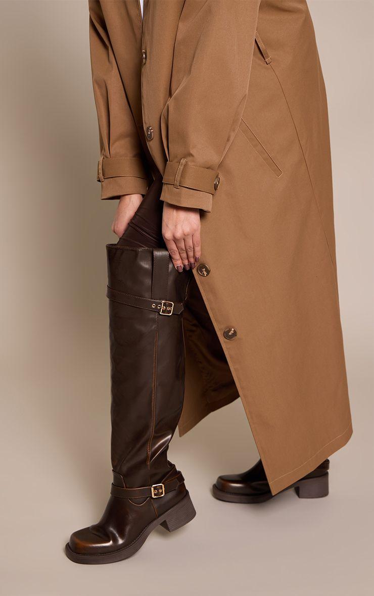 PU Buckle Detail Over The Knee Boots by PRETTYLITTLETHING