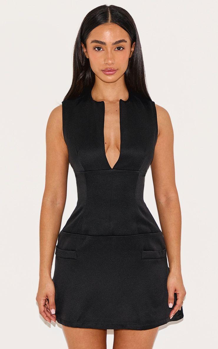 Petite Black Tailored Fitted Mini Dress by PRETTYLITTLETHING
