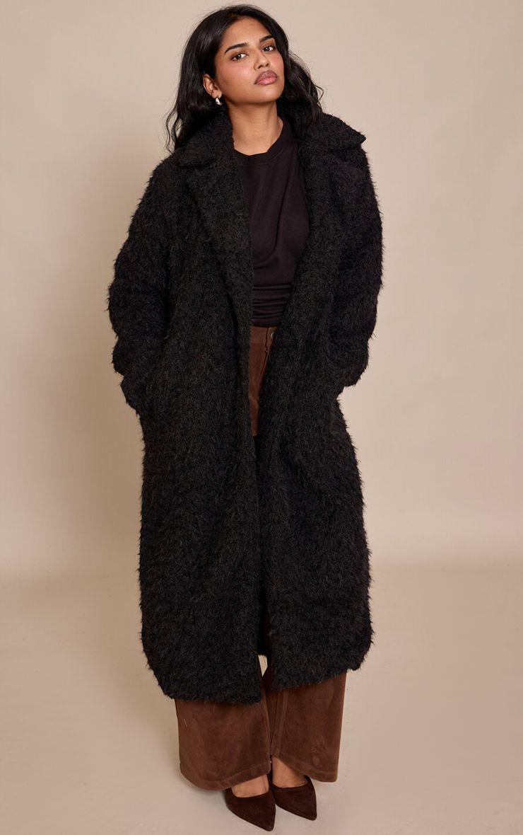 Petite  Borg Button Up Maxi Coat by PRETTYLITTLETHING