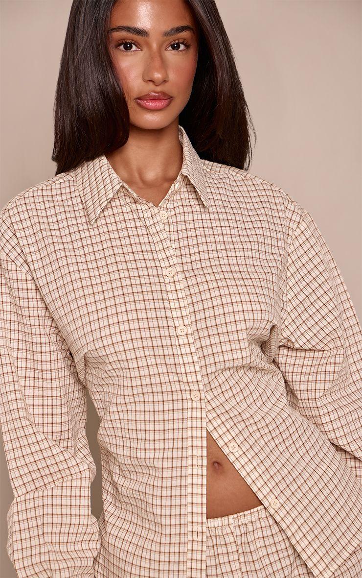 Petite  Check Tie Back Cinched Shirt Co-ord by PRETTYLITTLETHING