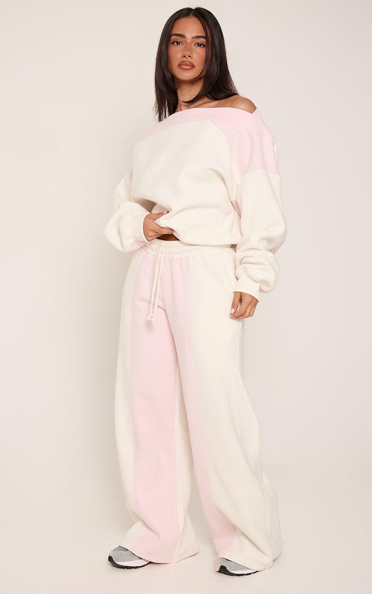 Petite  Contrast Stripe Drawstring Waist Wide Leg Joggers by PRETTYLITTLETHING