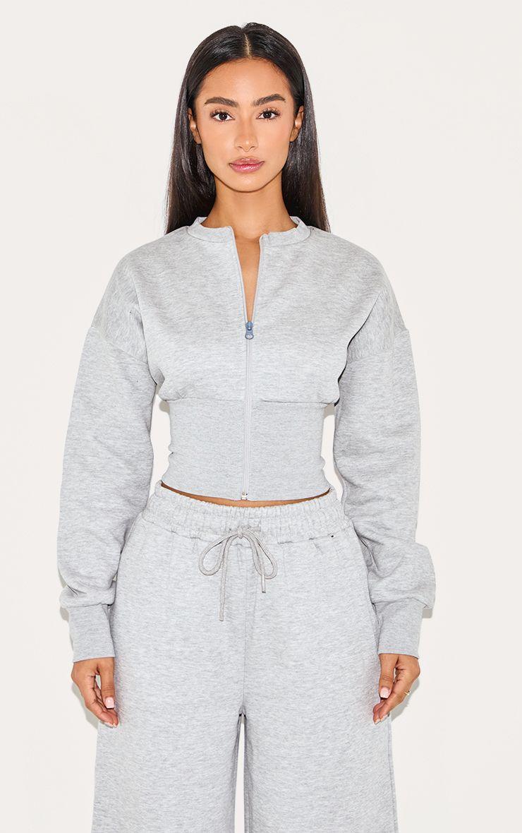 Petite  Elasticated Hem Zip Up Sweatshirt by PRETTYLITTLETHING