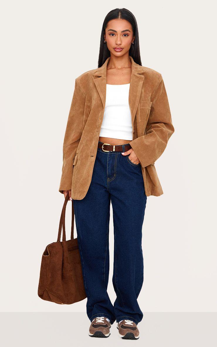 Petite  Faux Suede Longline Blazer by PRETTYLITTLETHING