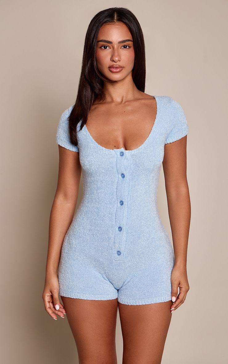 Petite  Fluffy Knit Playsuit by PRETTYLITTLETHING