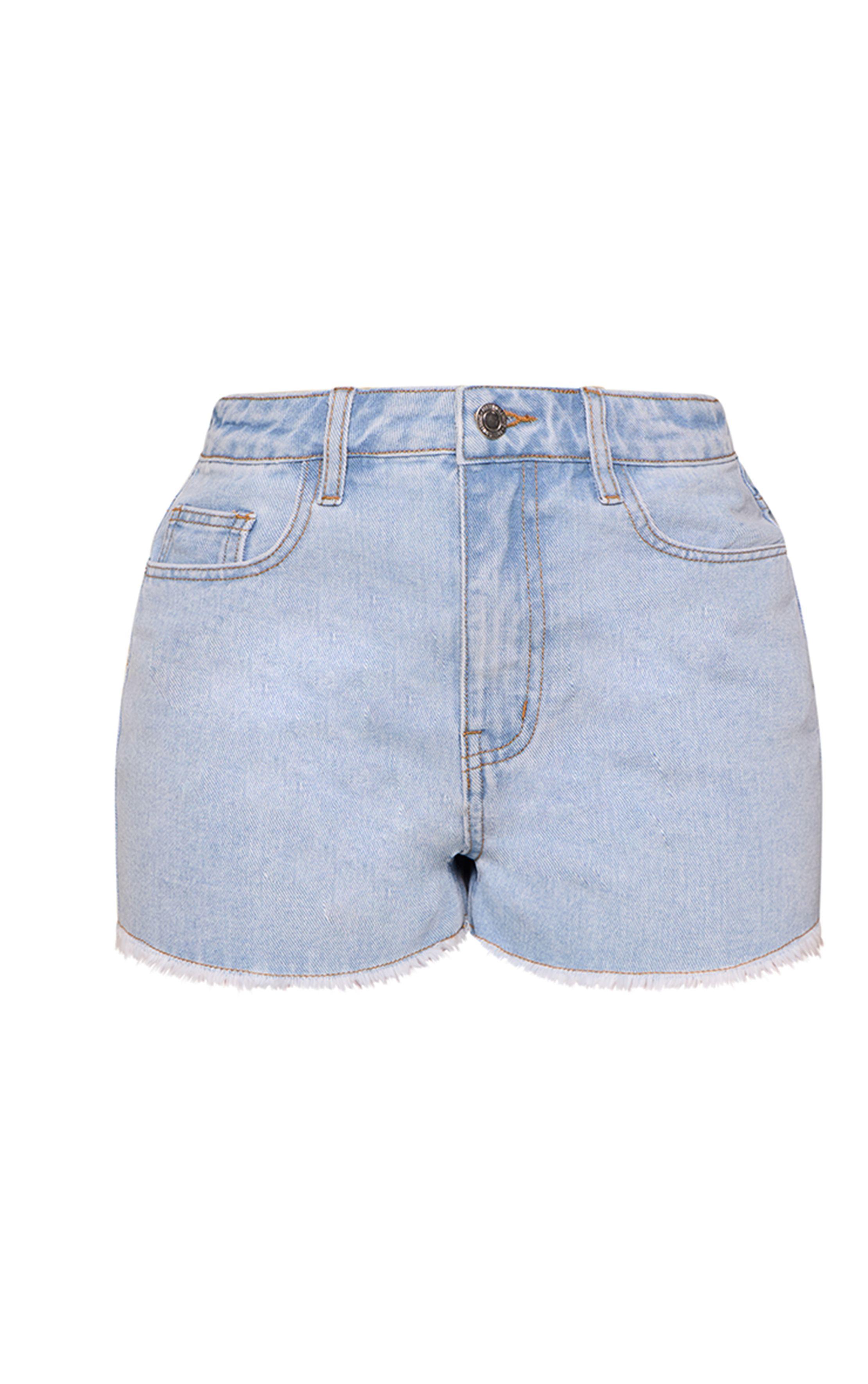 Petite  Frayed Hem Denim Shorts by PRETTYLITTLETHING
