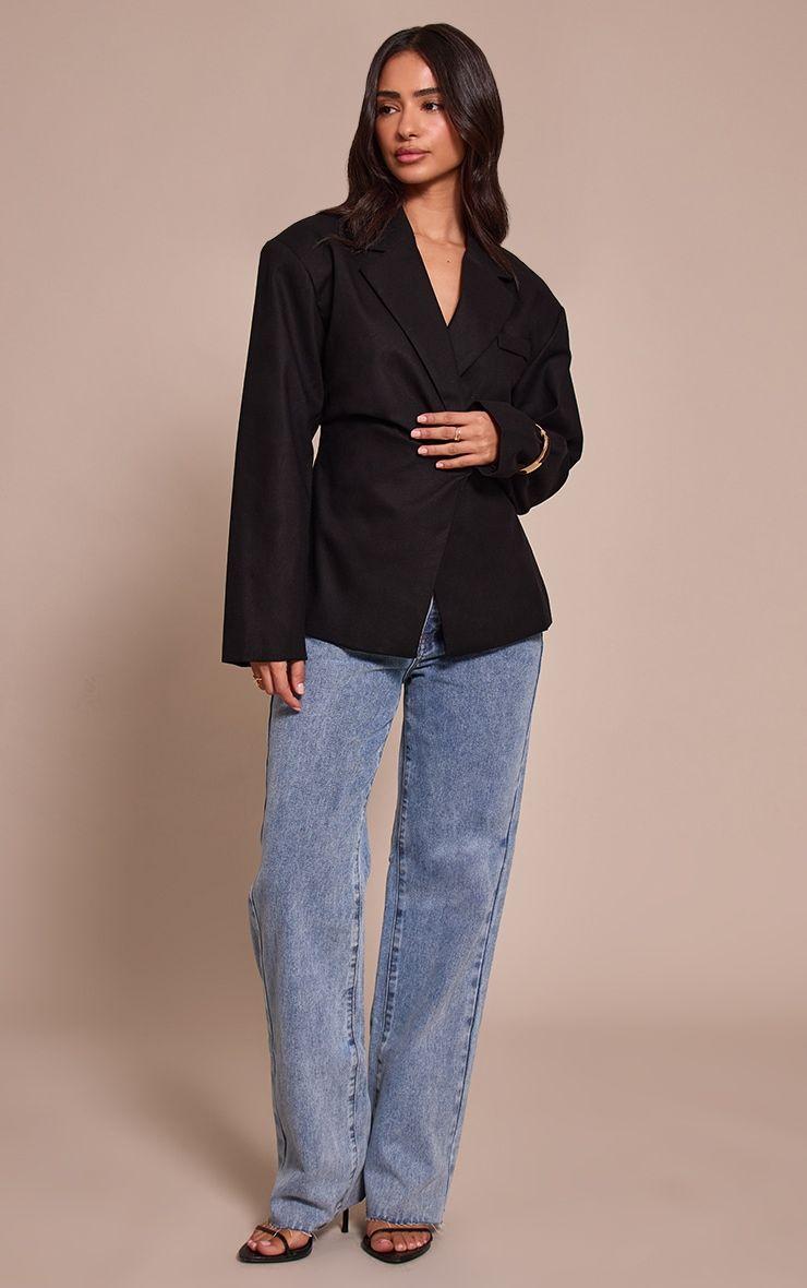 Petite Light Blue Long Leg Straight Jeans by PRETTYLITTLETHING