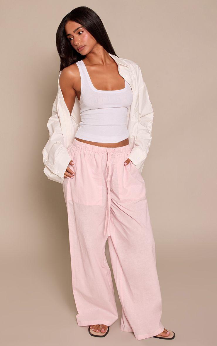 Petite  Linen Drawstring Waist Trousers by PRETTYLITTLETHING