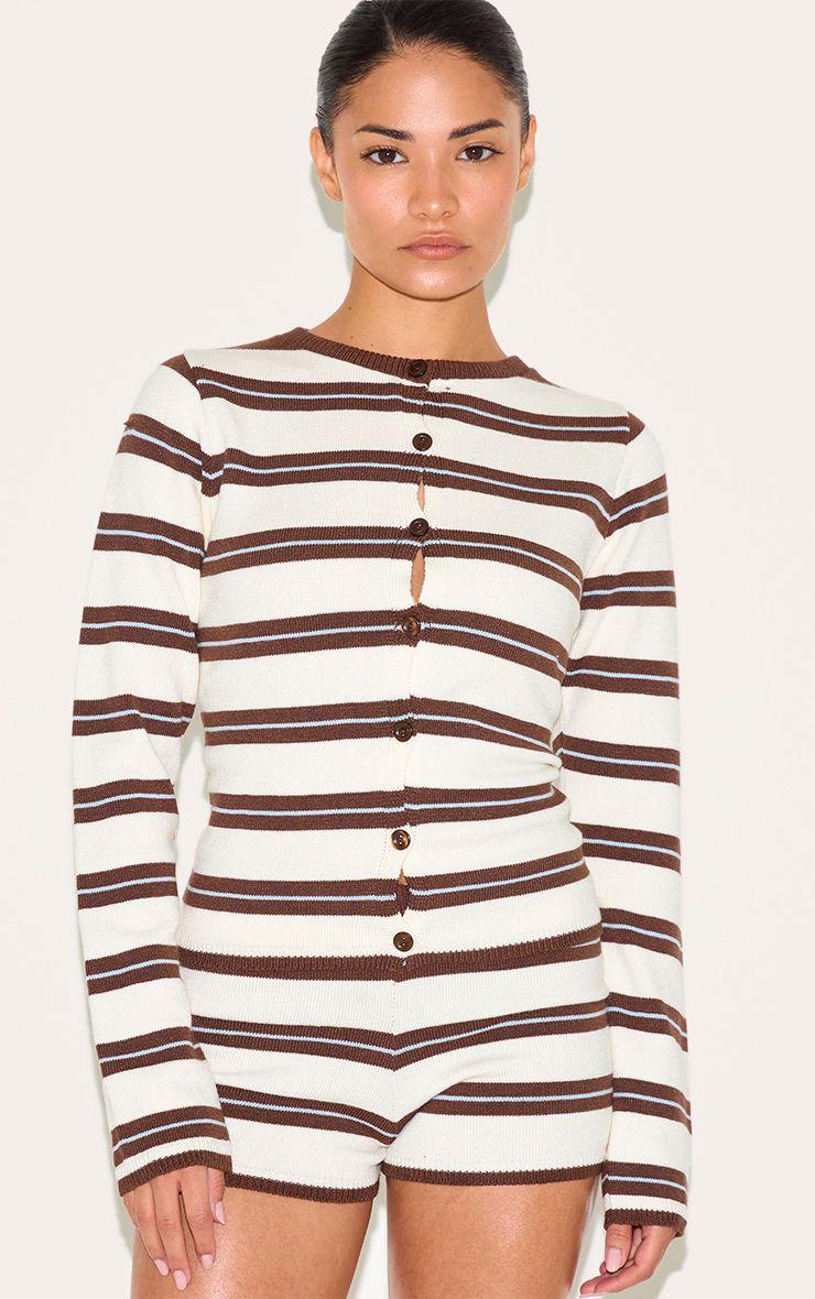 Petite Multi Knitted Stripe Long Top by PRETTYLITTLETHING