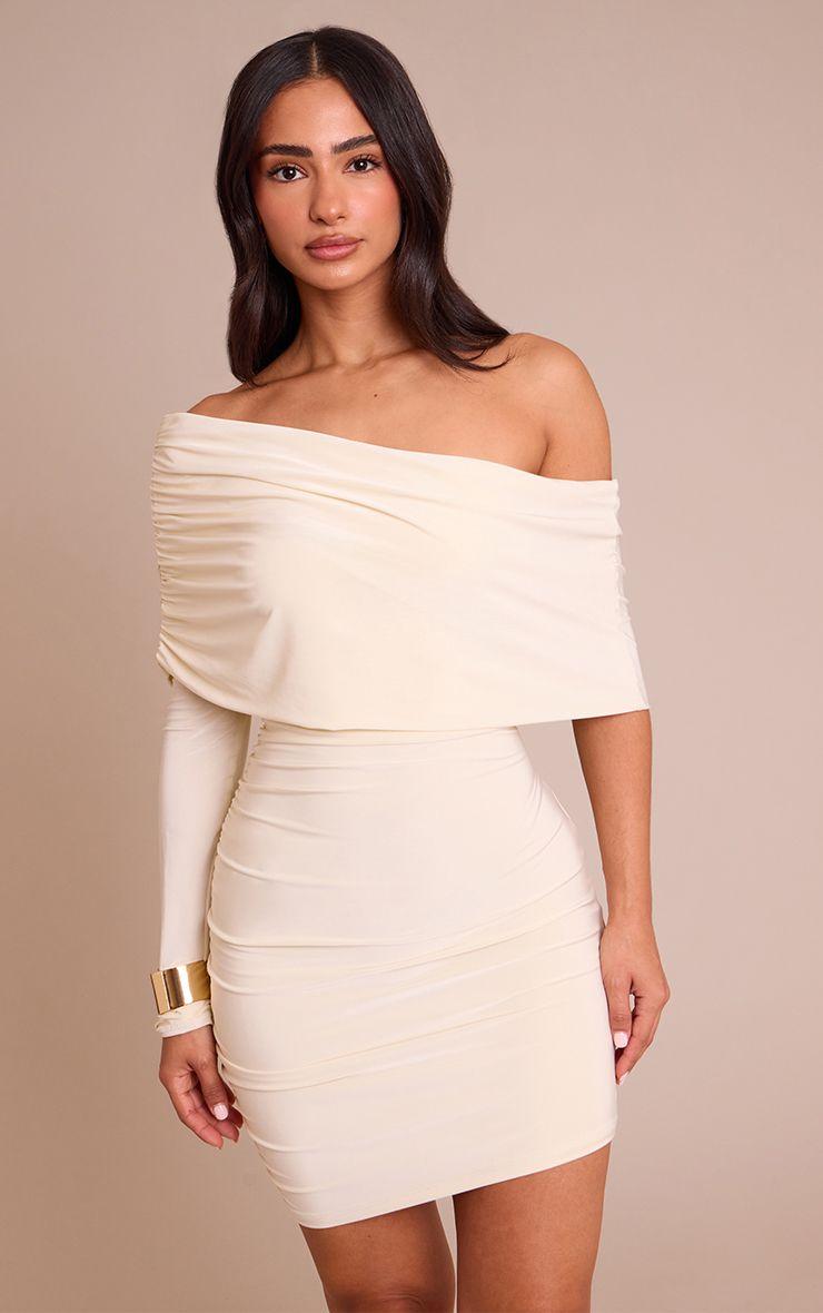 Petite  One Shoulder Ruched Bodycon Mini Dress by PRETTYLITTLETHING