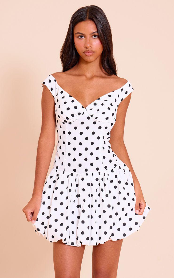 Petite  Polka Dot Puffball Shift Dress by PRETTYLITTLETHING
