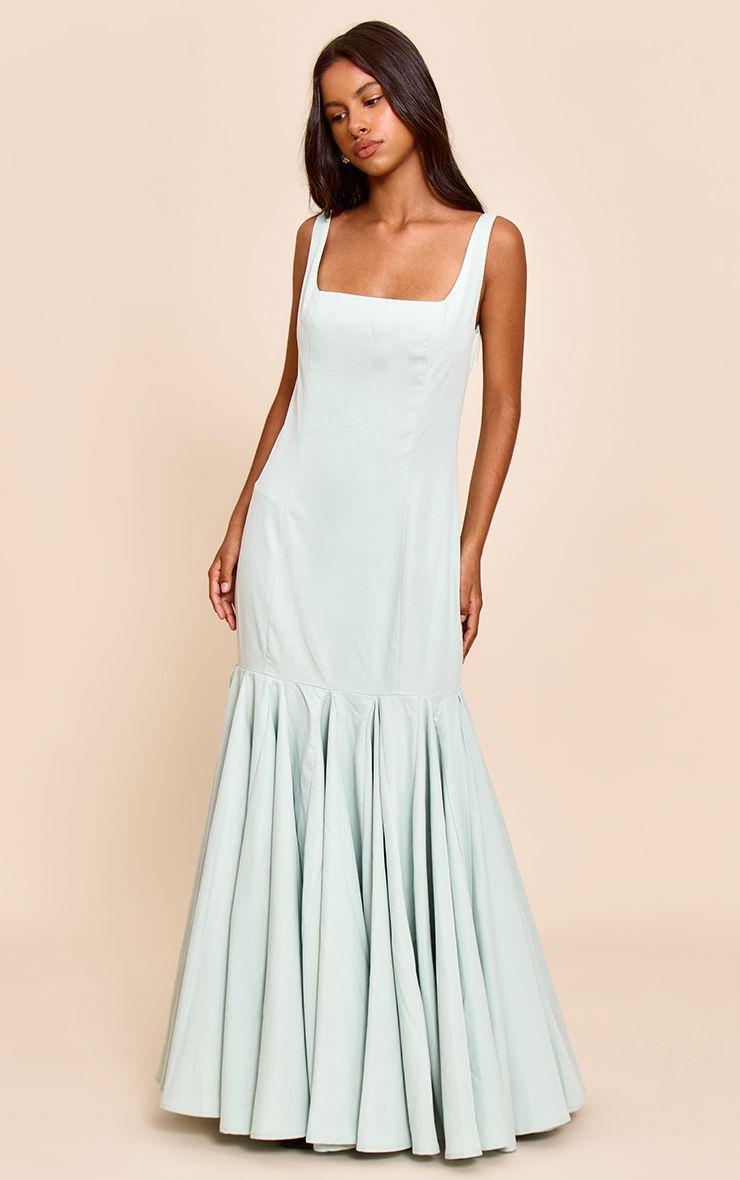 Petite  Seam Detail Frill Maxi Dress by PRETTYLITTLETHING