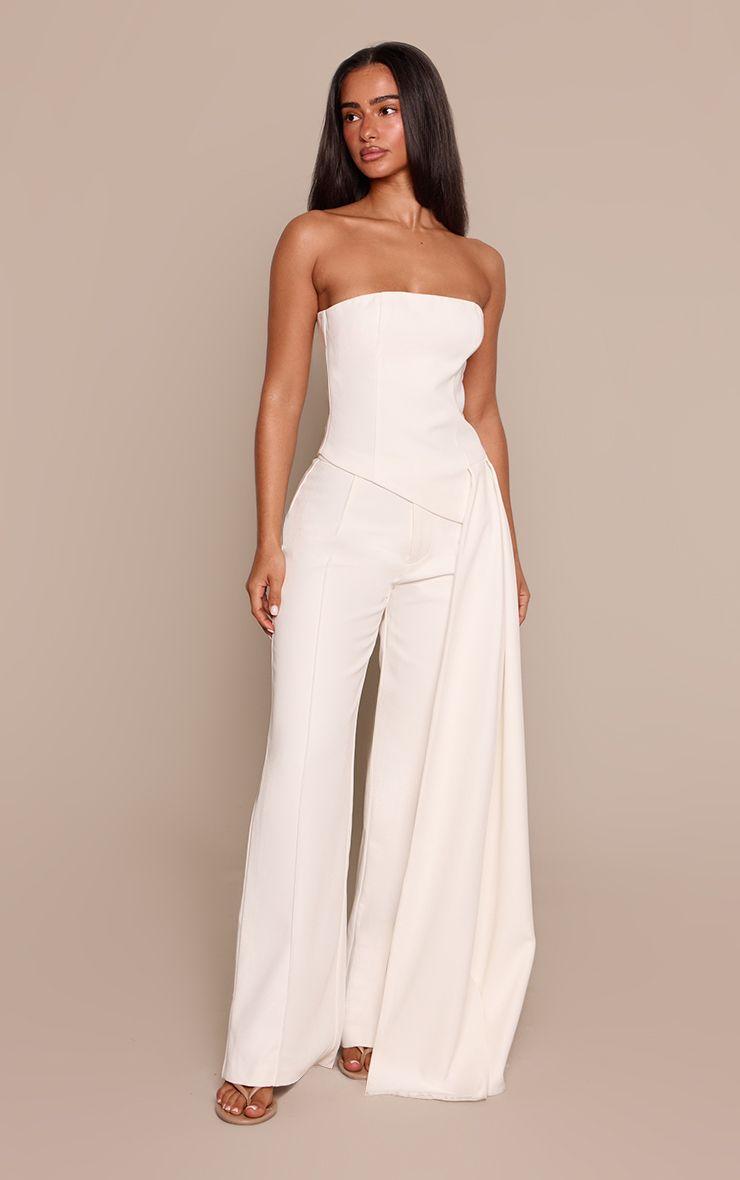 Petite  Tailored Woven Seam Front Wide Leg Trousers Co-ord by PRETTYLITTLETHING