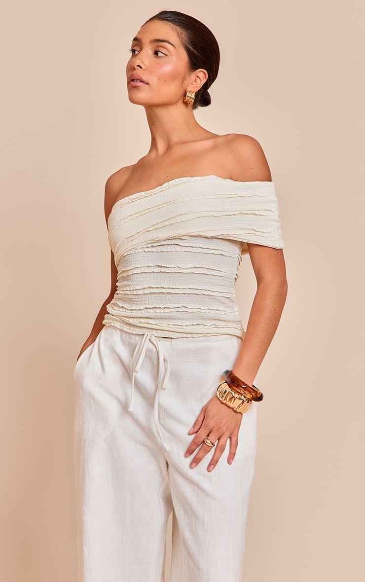 Petite  Textured Rib One Shoulder Top by PRETTYLITTLETHING
