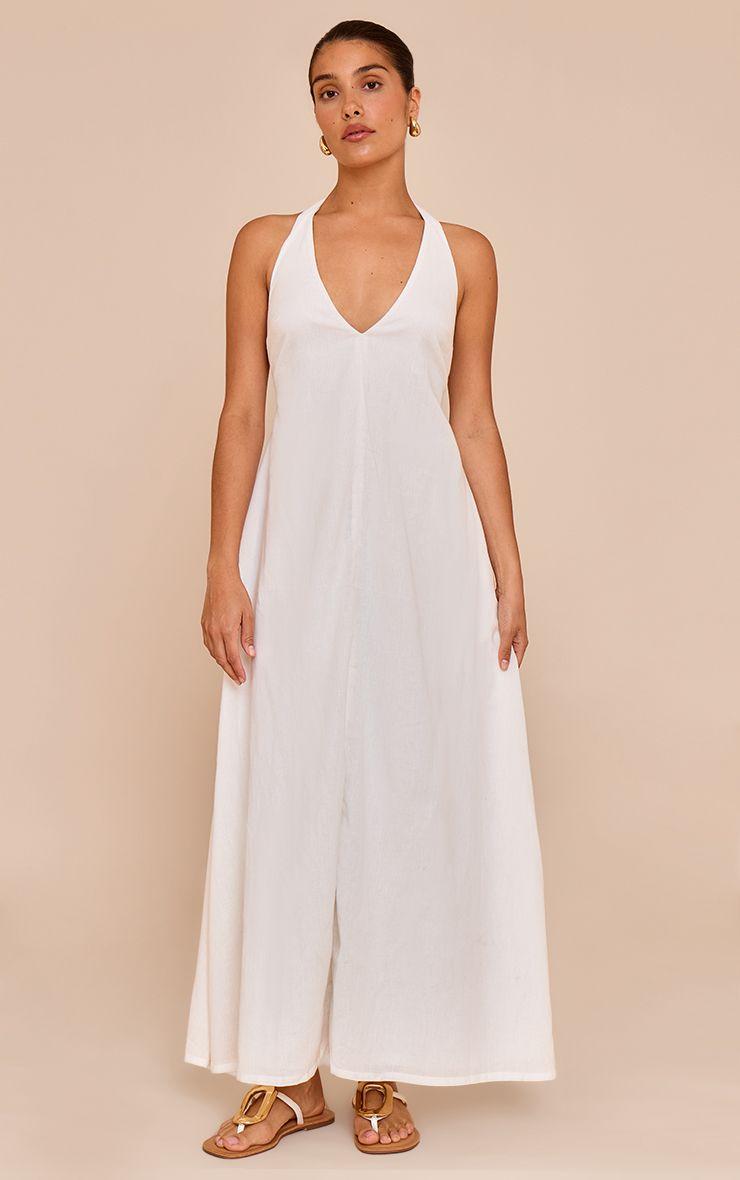 Petite  Woven Halterneck Extreme Flowy Maxi Dress by PRETTYLITTLETHING