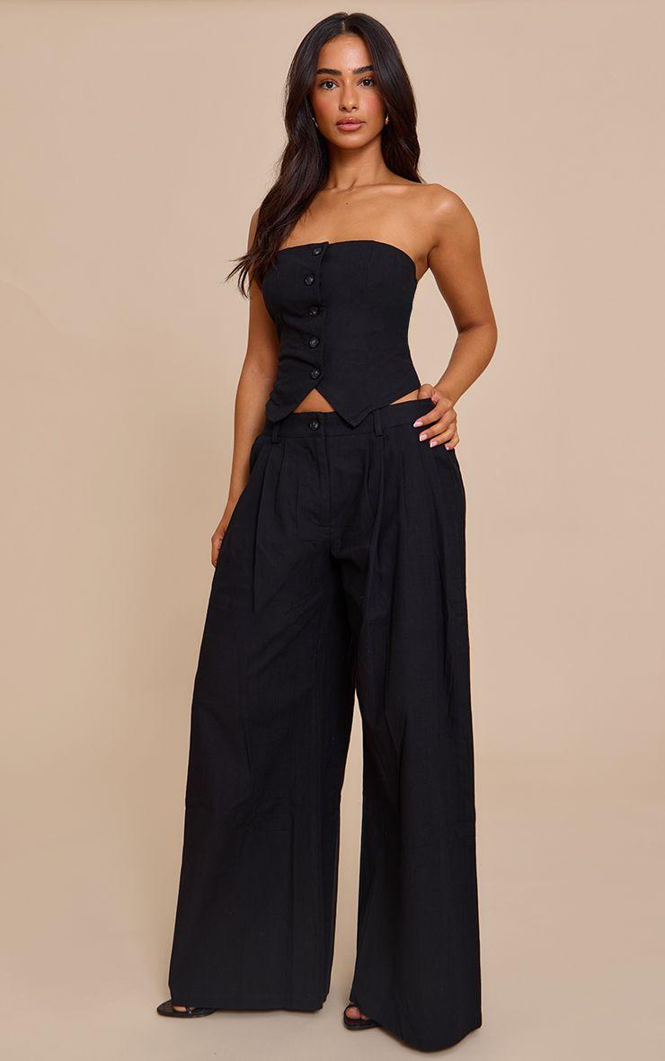 Petite  Woven Pleat Detail Wide Leg Trousers Co-ord by PRETTYLITTLETHING
