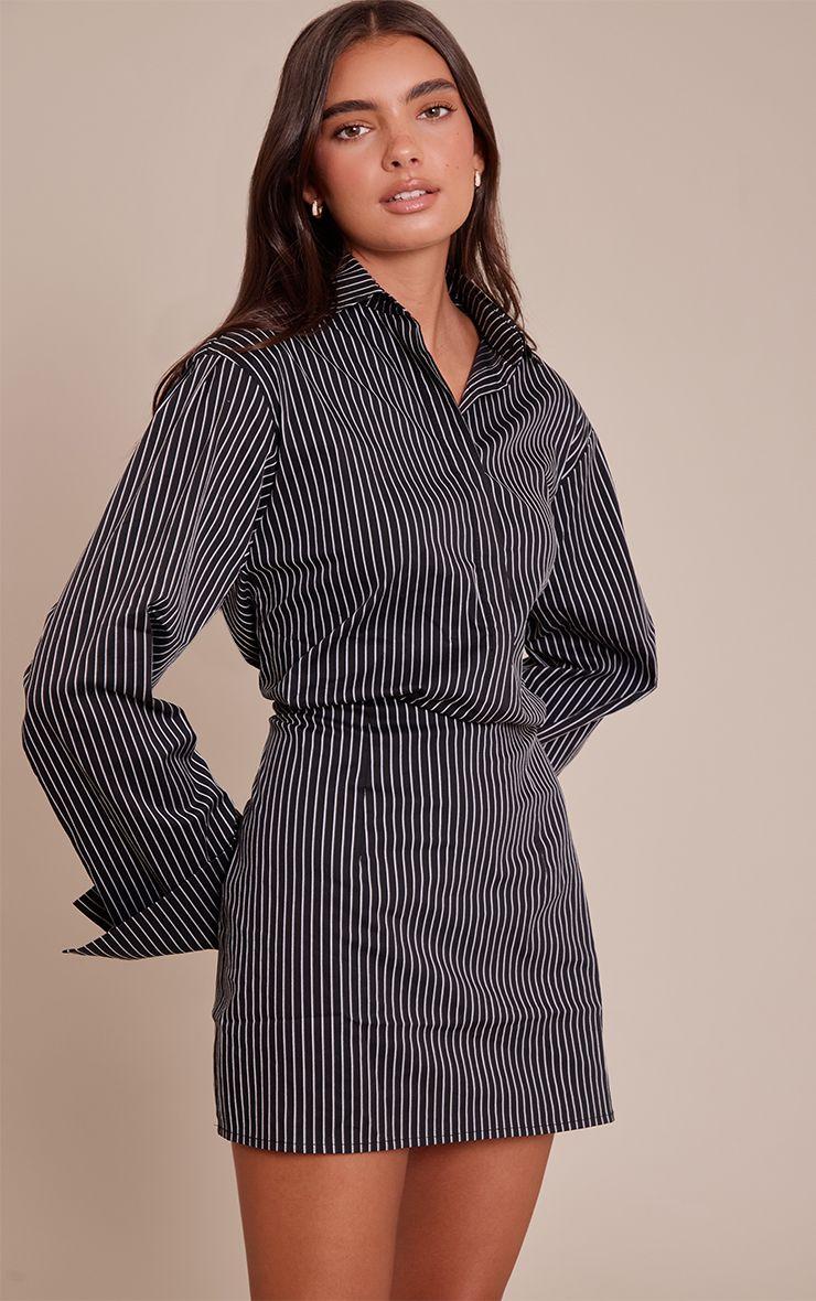 Pinstripe Button Down Shirt Dress by PRETTYLITTLETHING