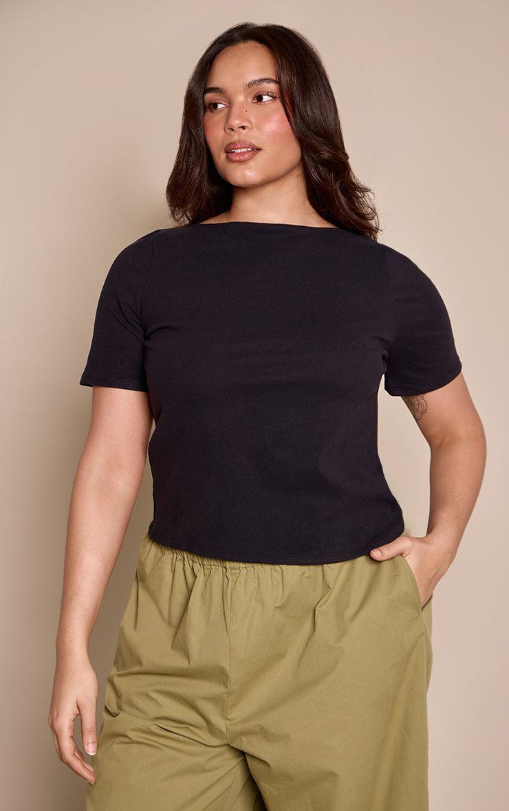Plus Basic  Soft Boat Neck Touch T-shirt by PRETTYLITTLETHING