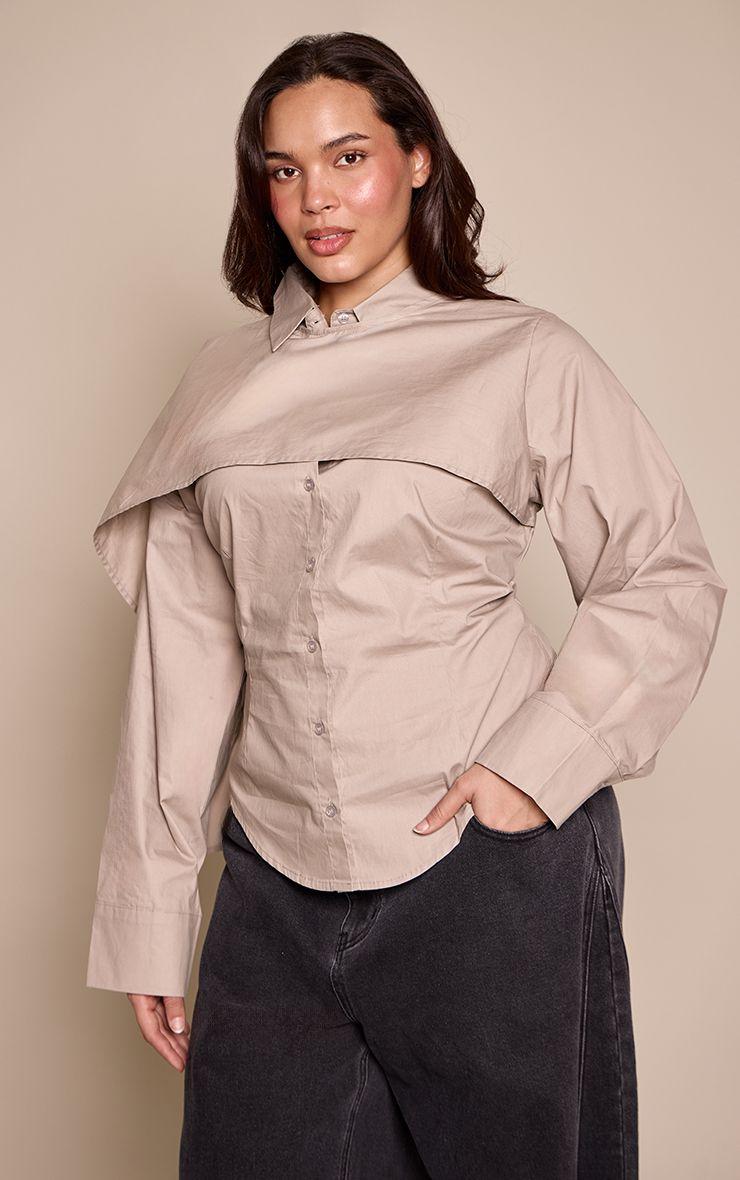 Plus  Cape Style Overlay Fitted Shirt by PRETTYLITTLETHING