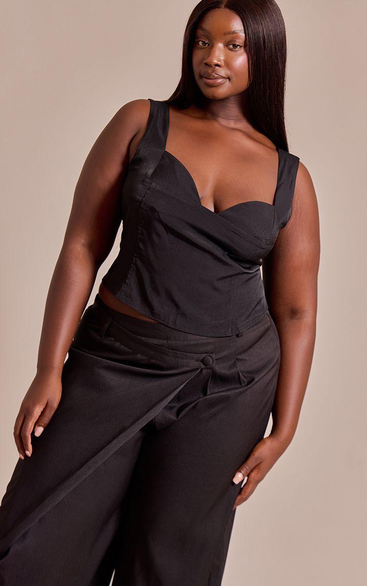 Plus  Cup Detail Boned Matte Satin  Corset by PRETTYLITTLETHING