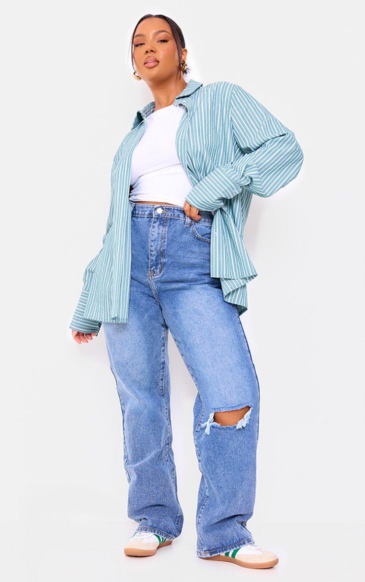Plus  Open Knee Long Leg Straight Leg Jeans by PRETTYLITTLETHING