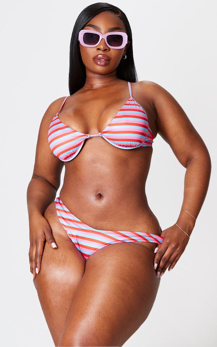 Plus  Striped Bikini Top by PRETTYLITTLETHING