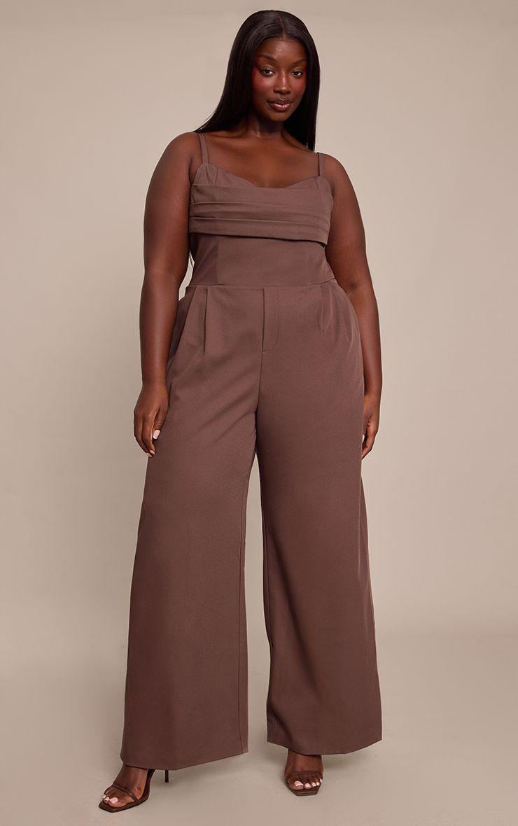 Plus  Tailored Panel Detail Wide Leg Jumpsuit by PRETTYLITTLETHING