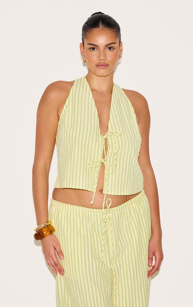 Plus  Tie Front Striped Sleeveless Top by PRETTYLITTLETHING