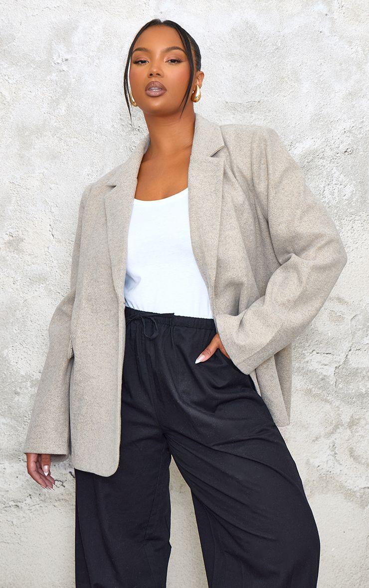 Plus  Wool Look Brushed Tailored Blazer by PRETTYLITTLETHING