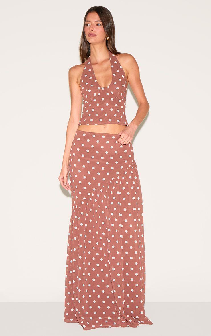 Polka Dot Asymmetric Maxi Skirt Co-ord by PRETTYLITTLETHING