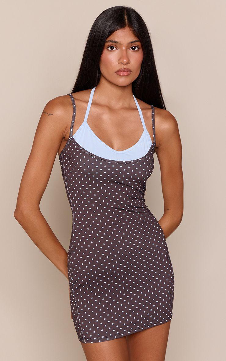 Polka Dot Contrast Spaghetti Strap Mini Dress by PRETTYLITTLETHING
