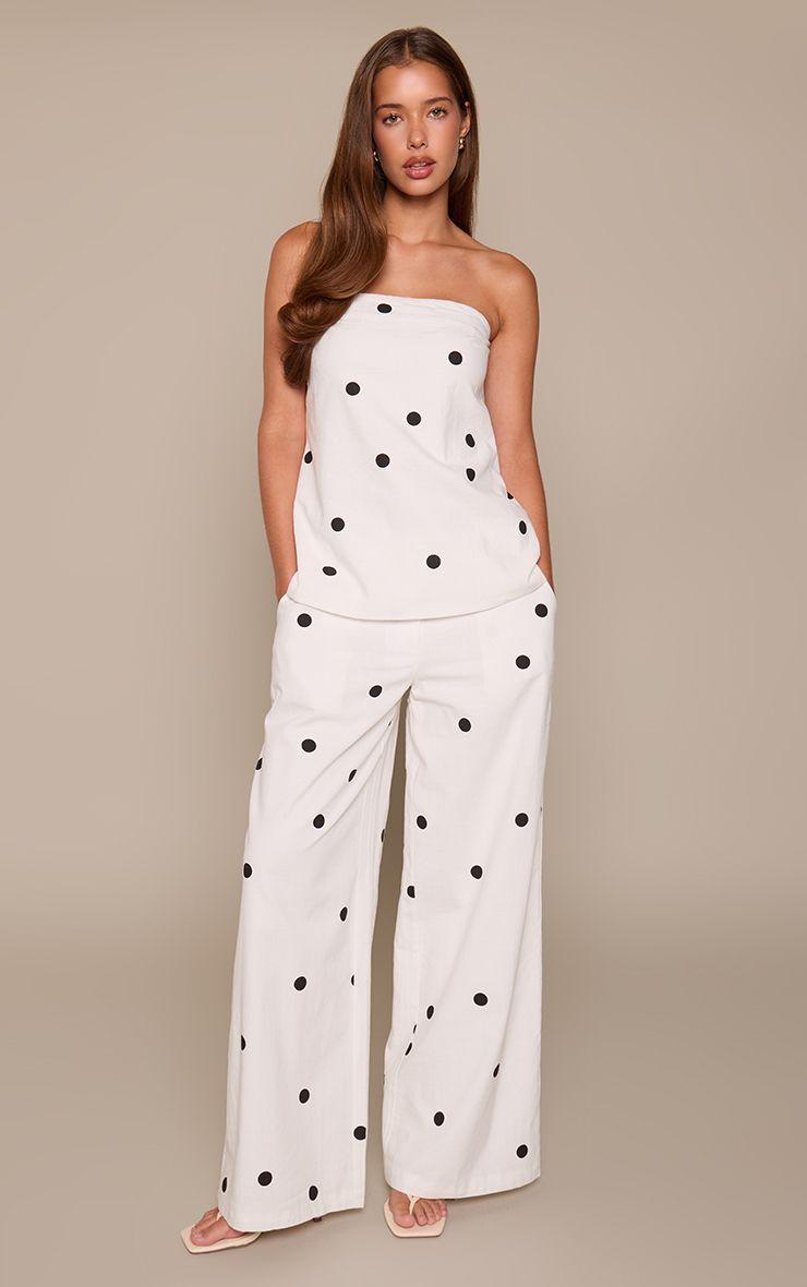 Polka Dot Cotton Tailored Trouser Co-ord by PRETTYLITTLETHING