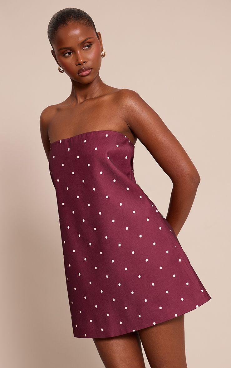 Polka Dot Printed Shift Dress by PRETTYLITTLETHING