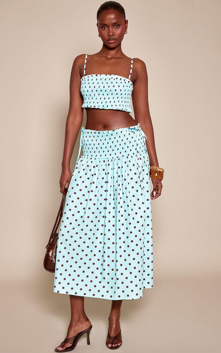 Polka Dot Shirred Maxi Skirt Co-ord by PRETTYLITTLETHING