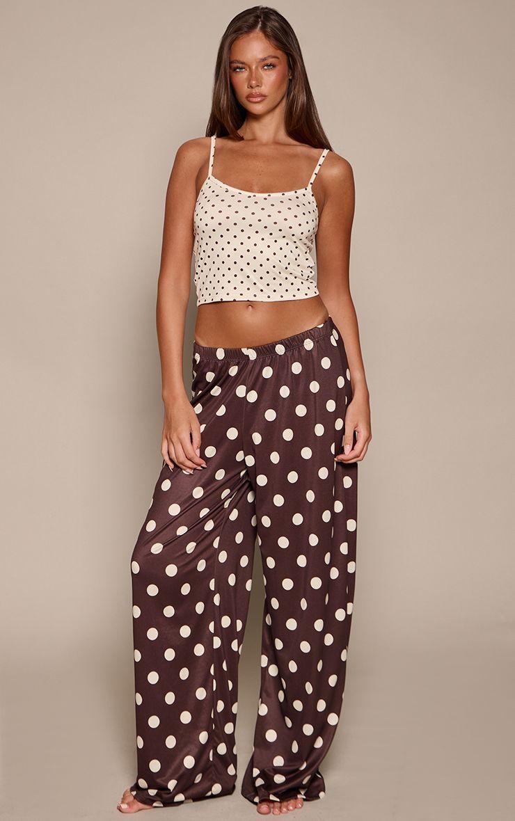 Polka Dot Stripe Cami and Wide Leg Trouser PJ Set by PRETTYLITTLETHING