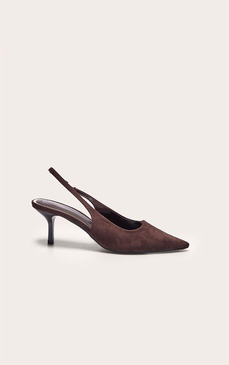 Pu Point Toe SlingBack Mid Heeled Courts by PRETTYLITTLETHING