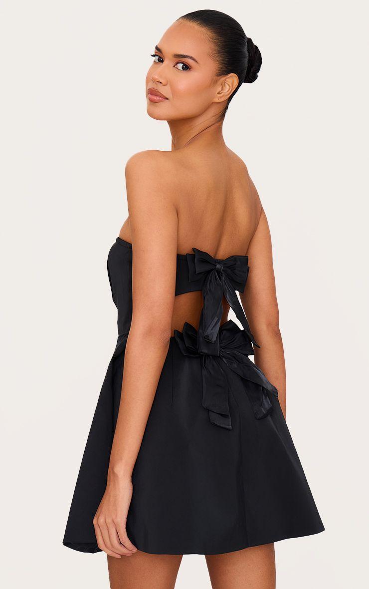 Satin Bandeau Bow Back Shift Dress by PRETTYLITTLETHING