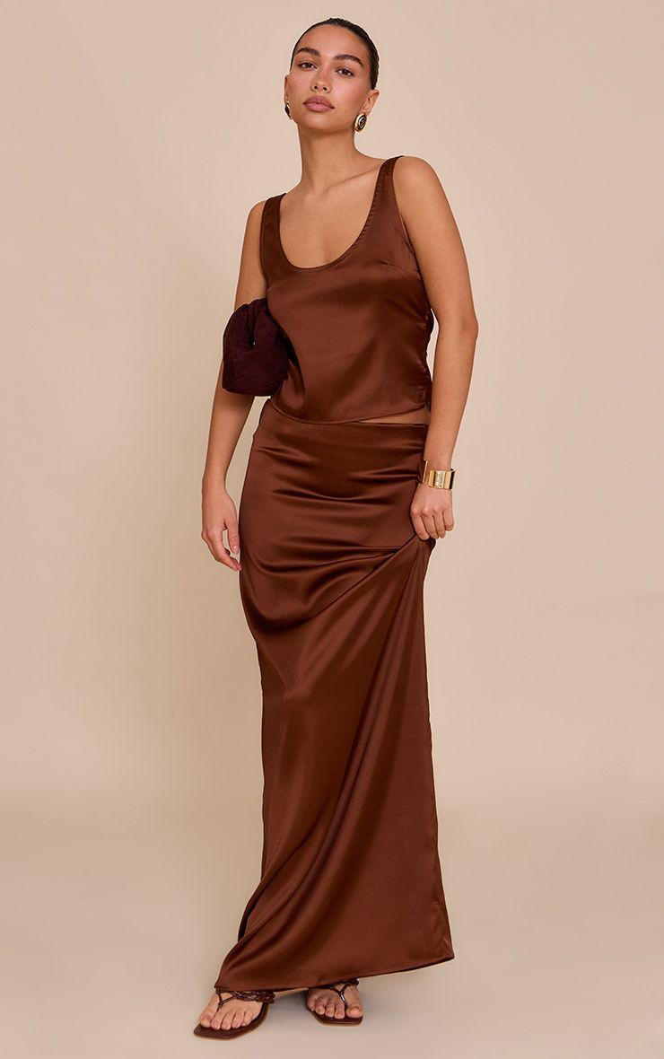 Satin Mid Waist Maxi Skirt by PRETTYLITTLETHING