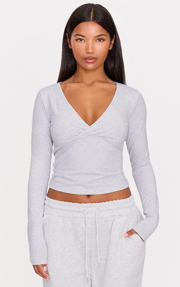 Sculpt Crossover Long Sleeve Top by PRETTYLITTLETHING