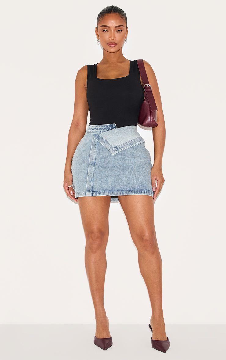 Shape  Denim Foldover Waist Mini Skirt by PRETTYLITTLETHING