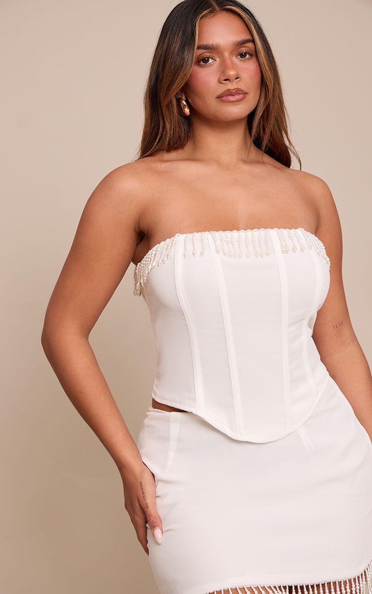 Shape  Pearl Trim Bandeau Corset Top by PRETTYLITTLETHING