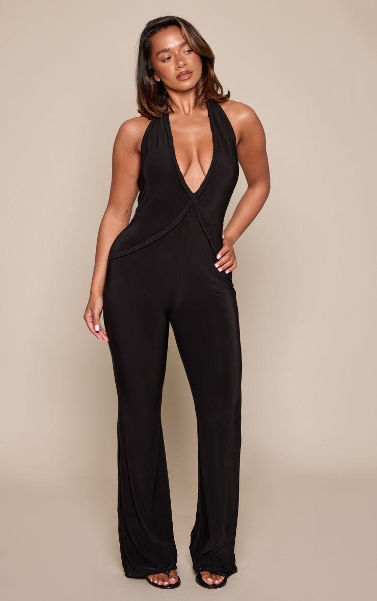 Shape  Plait Detail Halterneck Flared Jumpsuit by PRETTYLITTLETHING
